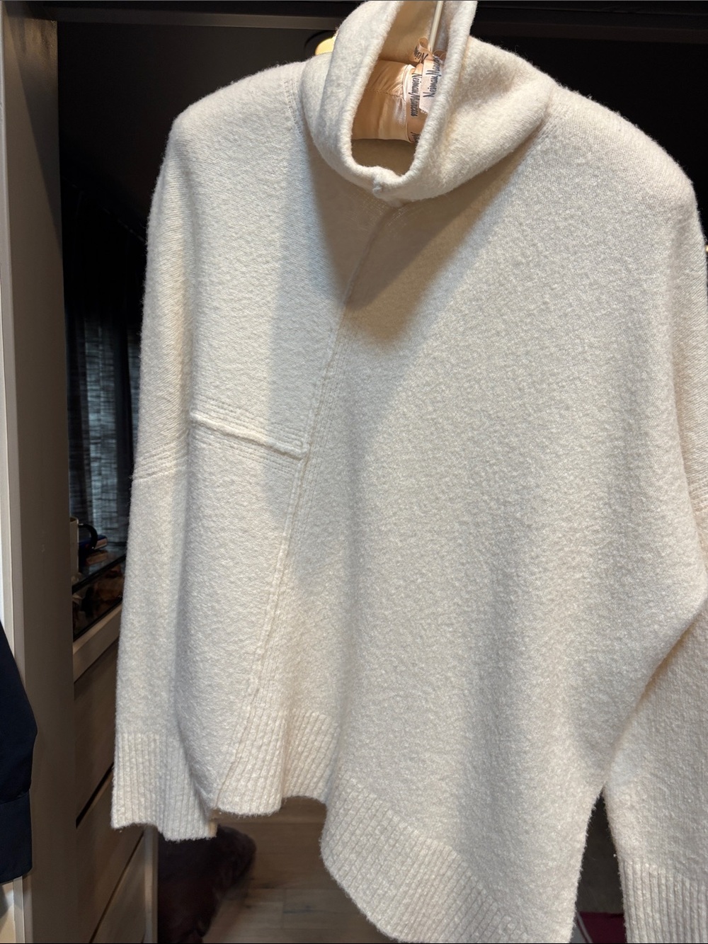 Cream Turtleneck Oversized Sweater asymmetrical All Saints - Picture 8 of 12